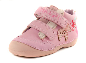 D.D. Step Toddler Girl Shoes Light Pink Africa Theme - Supportive Leather From Europe Kids Orthopedic - shoekid.ca