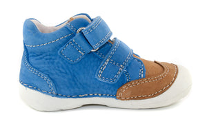 D.D. Step Toddler Boy Shoes Blue And Brown With Flag - Supportive Leather From Europe Kids Orthopedic - shoekid.ca