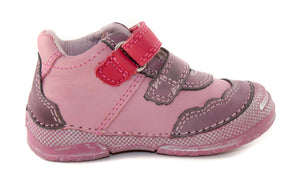 D.D. Step Toddler Girl Shoes Dark Pink And Purple With Drawings Flowers - Supportive Leather From Europe Kids Orthopedic - shoekid.ca