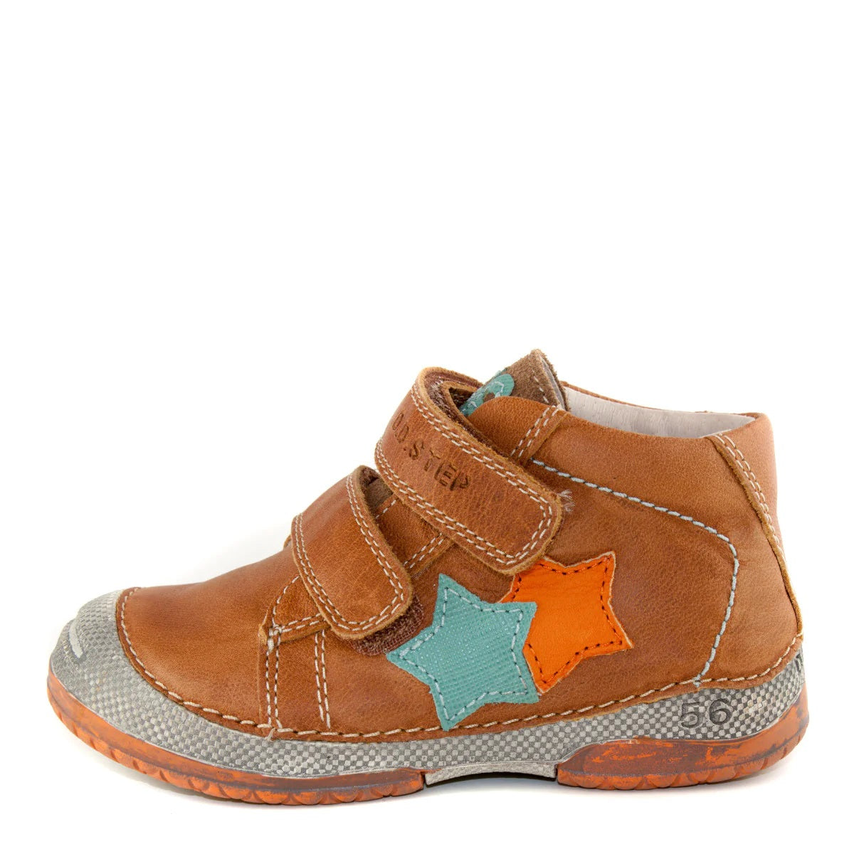 Premium quality first walker with genuine leather lining and upper in brown with blue and orange star on the side. Thanks to its high level of specialization, D.D. Step knows exactly what your child’s feet need, to develop properly in the various phases of growth. The exceptional comfort these shoes provide assure the well-being and happiness of your child.