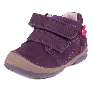 D.D. Step Toddler Girl Shoes Mauve With Flower - Supportive Leather From Europe Kids Orthopedic - shoekid.ca