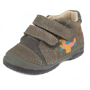 D.D. Step Toddler Boy Shoes Brown With Orange Aeroplane - Supportive Leather From Europe Kids Orthopedic - shoekid.ca