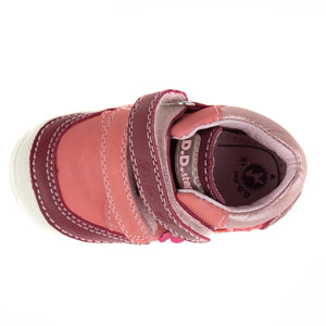 D.D. Step Toddler Girl Shoes Pink And Mauve With Heart Flower - Supportive Leather From Europe Kids Orthopedic - shoekid.ca