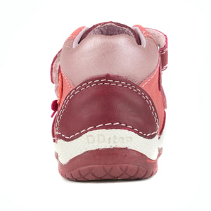 D.D. Step Toddler Girl Shoes Pink And Mauve With Heart Flower - Supportive Leather From Europe Kids Orthopedic - shoekid.ca