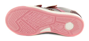 D.D. Step Big Kid Girl Double Strap Shoes Metal And Light Pink With Maroon - Supportive Leather From Europe Kids Orthopedic - shoekid.ca