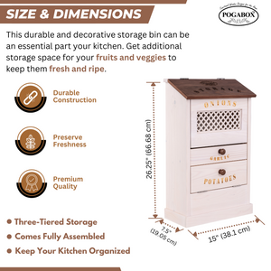 POGABOX™ Modern Potato Onion and Garlic Storage Wooden Bin Box - CHESTNUT CAPPUCCINO - shoekid.ca