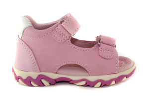 D.D. Step Girls Sandals Baby Pink With Flowers - Supportive Leather Shoes From Europe Kids Orthopedic - shoekid.ca