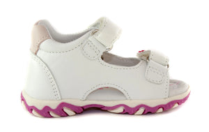 D.D. Step Girls Sandals White With Colourful Flowers - Supportive Leather Shoes From Europe Kids Orthopedic - shoekid.ca