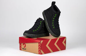 Black/Green Speckle BILLY Classic Lace High Tops -Shoekid.ca