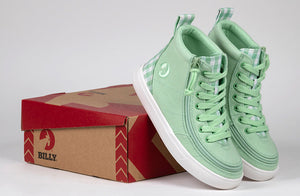 Green Gingham BILLY Classic Lace High Tops -Shoekid.ca