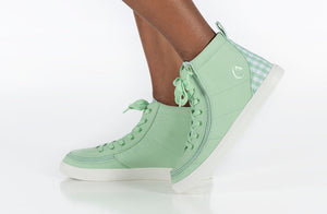 Green Gingham BILLY Classic Lace High Tops -Shoekid.ca