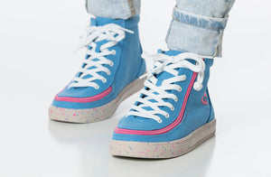 Blue/Pink Speckle BILLY Classic Lace High Tops -Shoekid.ca