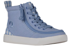 Blue Gingham BILLY Classic Lace High Tops -Shoekid.ca