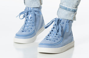 Blue Gingham BILLY Classic Lace High Tops -Shoekid.ca