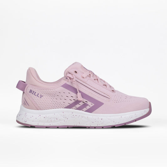 Women's mauve, white and plum BILLY Sport Inclusion DZ1 adaptive sneaker with dual zippers and arch support