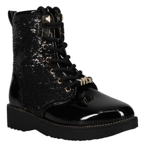 Michael Kors Haskell Drake Girls Black Leather Boots - shoekid.ca