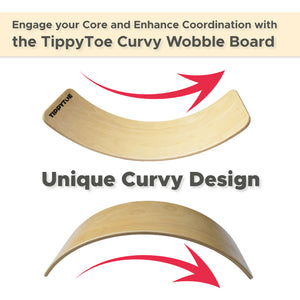 TippyToe (5 pack) Kids Balance Board Wooden Wobble Board, Toddler, Yoga Curvy Board, Rocker Board Natural Wood for Kids,Adults - shoekid.ca