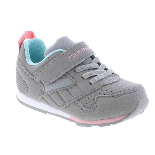 Tsukihoshi  Racer Gray/Pink Little Kid Shoes (Machine Washable)