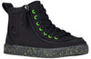 Billy Black/Green Speckle BILLY Classic Lace High Tops with zipper, easy on-off for kids, functional and fashionable design