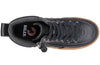 Top view of Black/Gum BILLY Classic Quilt High Tops with easy on/off zipper and laces, stylish kids shoes in faux leather.