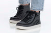 Billy Charcoal/Black Sneaker High Tops with laces and zipper, easy on and off for kids, functional and fashionable shoes.