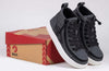 Billy Charcoal/Black sneaker high tops with laces and zipper on box, easy on/off design for kids, functional and fashionable shoes.