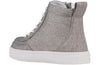 Billy Grey Jersey Classic Lace Highs - Kids shoe with easy zipper and laces for convenient wear, side view.