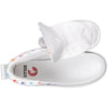 Top view of Billy Classic Rainbow Polka Kids Sneaker showcasing easy-access zipper design for simple on and off wear.
