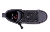 Billy CS 1.0 Sneaker High Tops in charcoal, black with laces and zipper, top view. Easy on and off for toddlers and big kids.