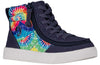 Billy Navy Tie Dye High Tops with Zip and Laces for Kids, Easy On Off