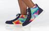 Navy tie-dye high top shoes with zip and lace design, easy on and off for toddlers and kids, functional, fashionable style.