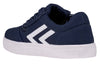Navy and white Billy CS 1.0 low top sneaker with laces and zipper, easy on and off for kids, functional and fashionable design.