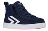 Navy/White Billy CS 1.0 Sneaker High Tops with laces and zipper for easy on and off, functional and stylish for kids.