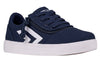 Navy and white BILLY CS 1.0 Sneaker Low Tops with laces and zipper, easy on and off kids shoes, stylish core-skate design.