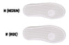 Outsole view of Billy Navy/White Sneaker Low Tops showing medium and wide widths.