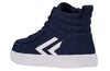 Navy/White BILLY CS 1.0 Sneaker High Tops with zipper and laces for easy on/off, ideal for toddlers and big kids. Stylish and functional.