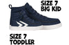 Navy BILLY CS 1.0 Sneaker High Tops with zipper and laces for easy on-off, available in size 7 for toddlers and big kids.