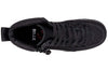 Top view of black canvas BILLY Classic Lace High Tops showing adjustable laces and side zipper for easy on and off, kids sizes.