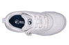 Top view of Billy White/Navy Sport Court Kids Sneakers, featuring easy on and off laces and zipper in durable faux leather for toddlers and big kids.