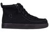 Black canvas BILLY Classic Lace High Tops, easy on and off shoes for toddlers and big kids with zipper and laces, functional fashion.