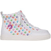 Billy Classic Rainbow Polka adaptive sneakers with zipper and laces for easy on and off, colorful design for kids.
