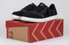 Men&#39;s Black White Stitch BILLY Sneaker Low Tops on shoe box; ideal for diabetes, bunions, plantar fasciitis, wide and extra wide feet.