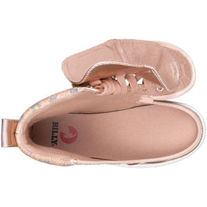 Billy Classic Rose Gold Daisy Kids High Top Adaptive Sneaker (EasyOn) - shoekid.ca