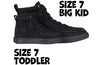 Black BILLY Classic Lace High Tops with easy-on zipper, available in size 7 for toddlers and big kids. Functional and fashionable.
