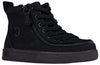 Black canvas BILLY Classic Lace High Tops with zipper; easy on and off for toddlers and big kids; functional and fashionable footwear.