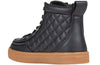 Black/Gum BILLY Classic Quilt High Tops for kids, featuring easy on and off laces and zipper, stylish quilted design, side view.