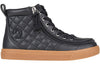 Black/Gum BILLY Classic Quilt High Tops with laces and zipper, easy on and off for toddlers and big kids, functional and fashionable.