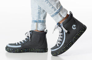 Charcoal/Blue Speckle BILLY Classic Lace High Tops -Shoekid.ca
