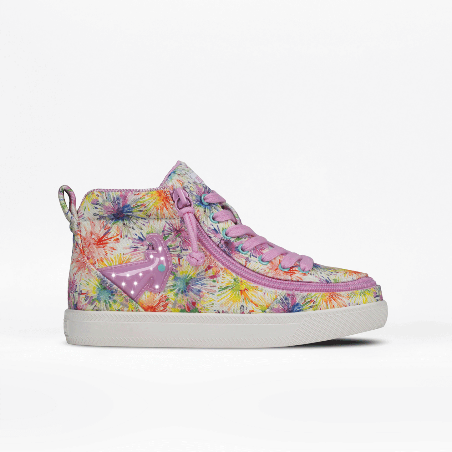 Floral light-up BILLY Classic D|R kids' high top with wraparound side zipper