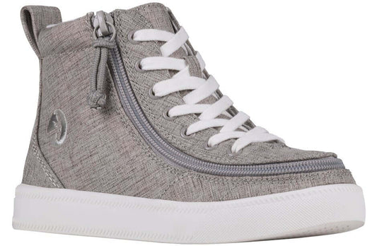 Grey jersey BILLY Classic Lace kids' high top with side zipper and laces
